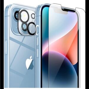 iPhone 14 Plus Case 2X Tempered Glass Screen & Lens Protectors Crystal Clear New